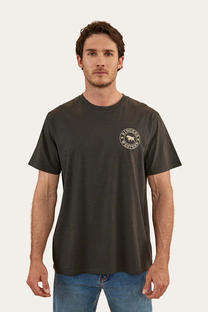 Signature Bull Mens Loose Fit T-Shirt  - Charcoal/Dark Sand