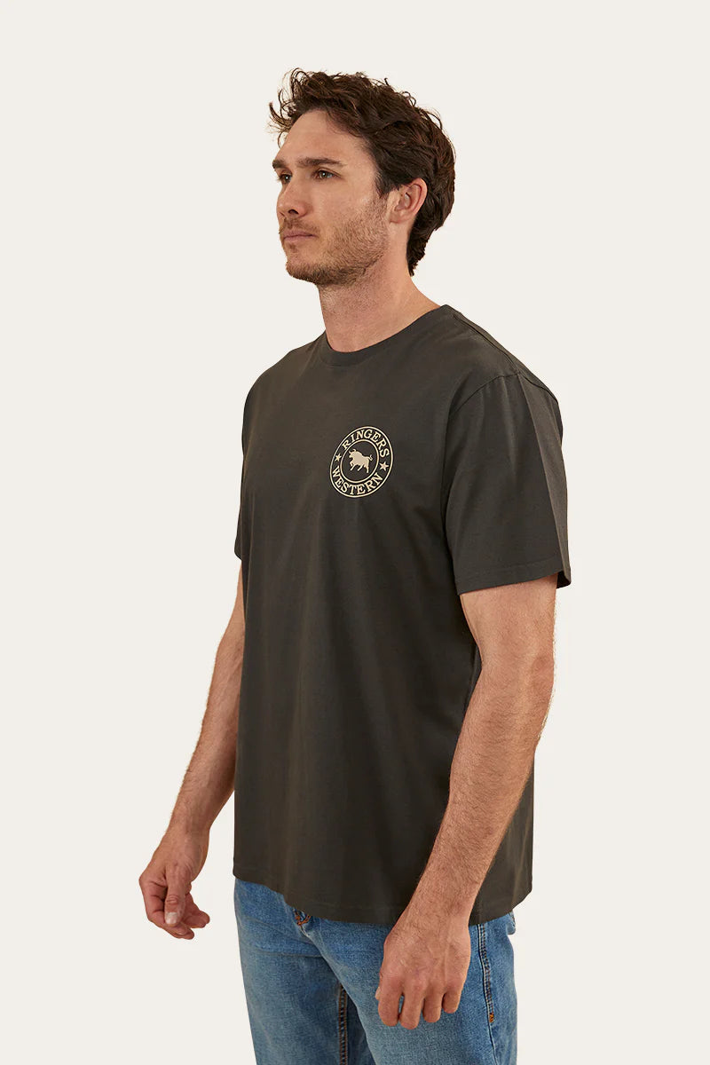 Signature Bull Mens Loose Fit T-Shirt  - Charcoal/Dark Sand