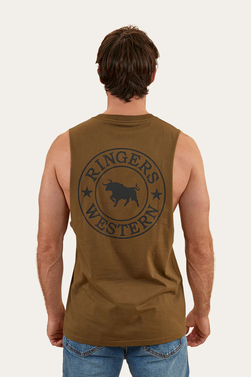 Signature Bull  Mens Muscle Tank - Military Green
