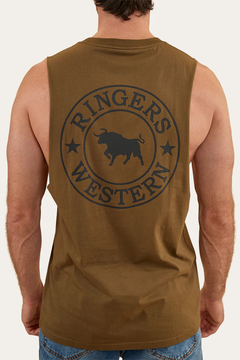 Signature Bull  Mens Muscle Tank - Military Green
