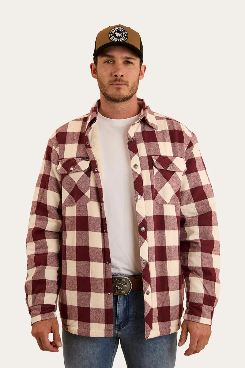 Sawyer Mens Sherpa Flannel - Deep Burgundy