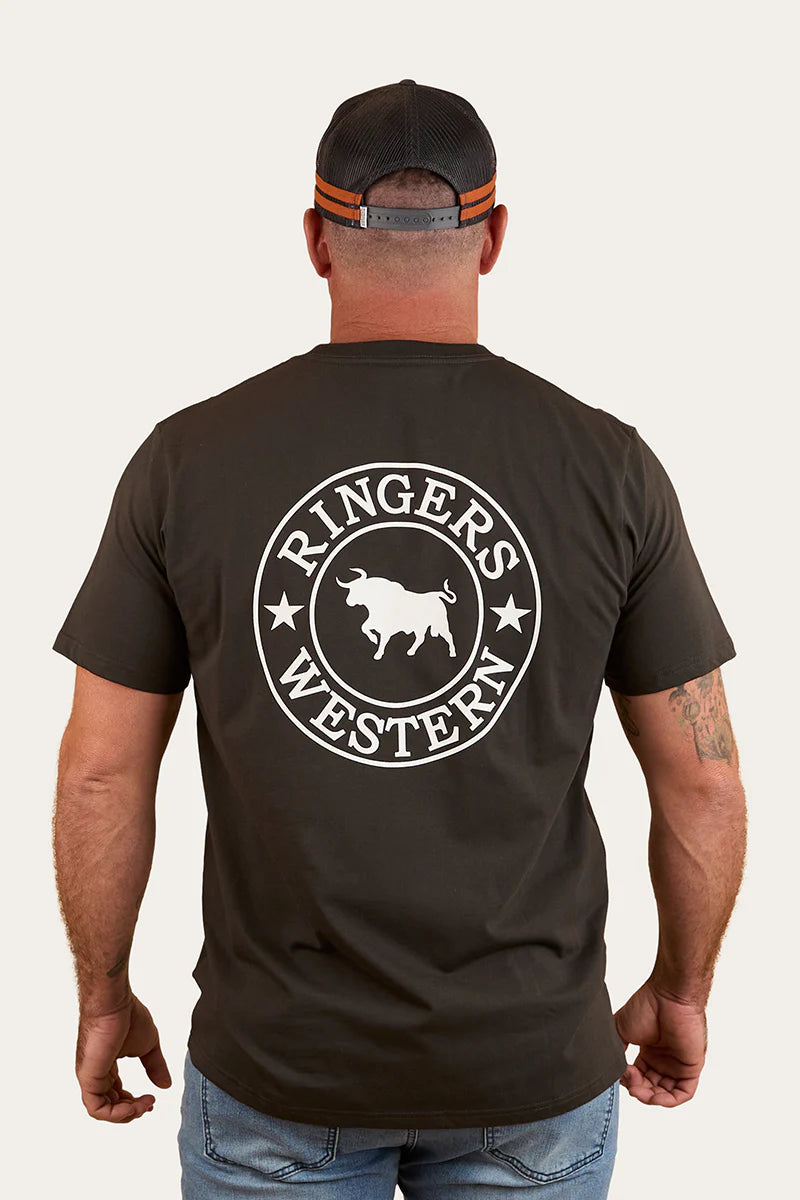 Signature Bull Mens Loose Fit T-Shirt - Charcoal/White