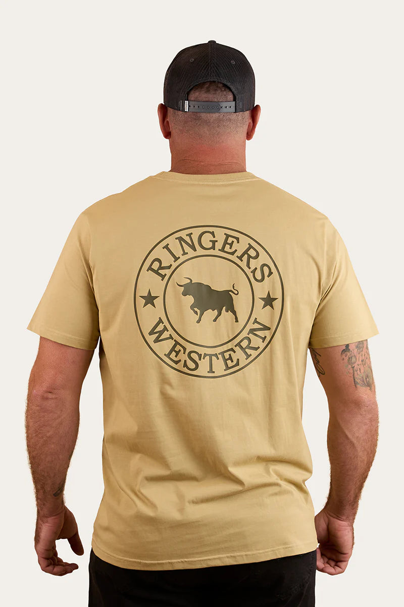 Signature Bull Mens Loose T-Shirt - Pale Olive/ Military Green
