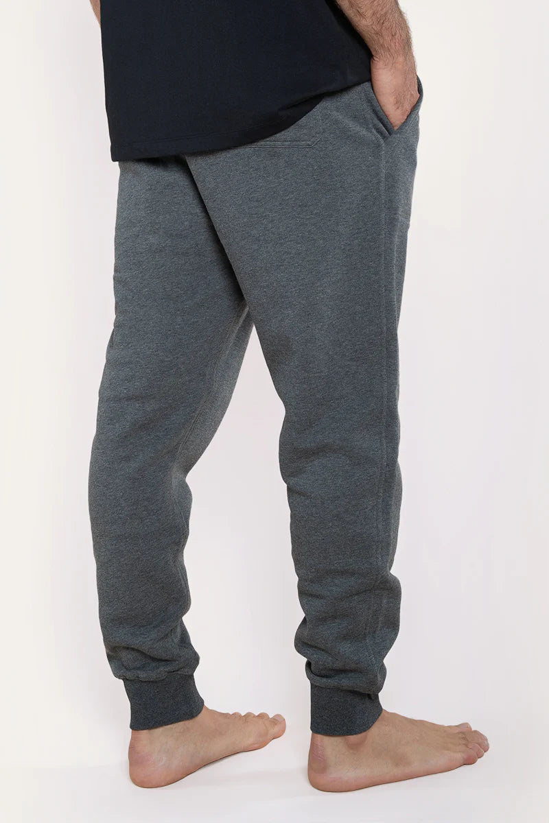 Kansas Mens Trackpants - Charcoal Marle/White