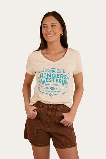 Quality Goods Womens V Neck T-Shirt - Off White