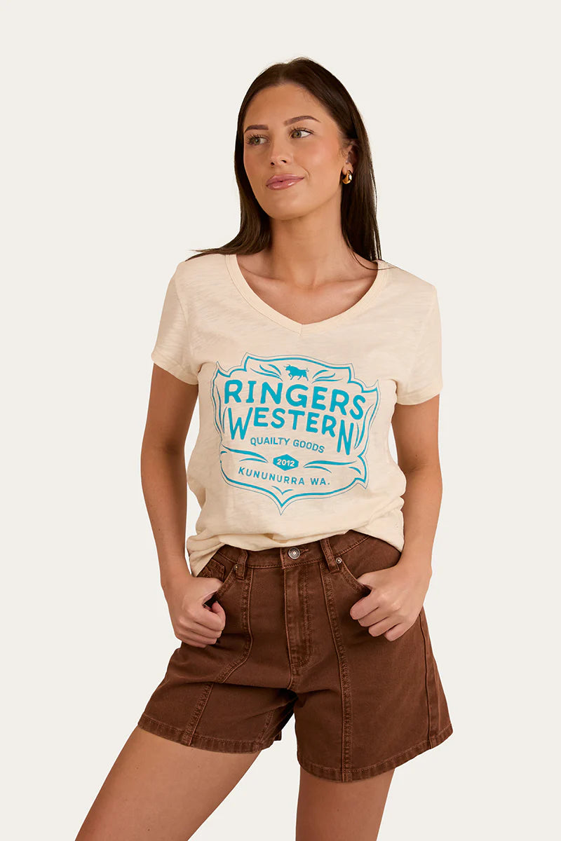 Quality Goods Womens V Neck T-Shirt - Off White