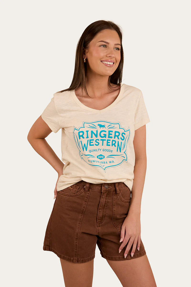 Quality Goods Womens V Neck T-Shirt - Off White