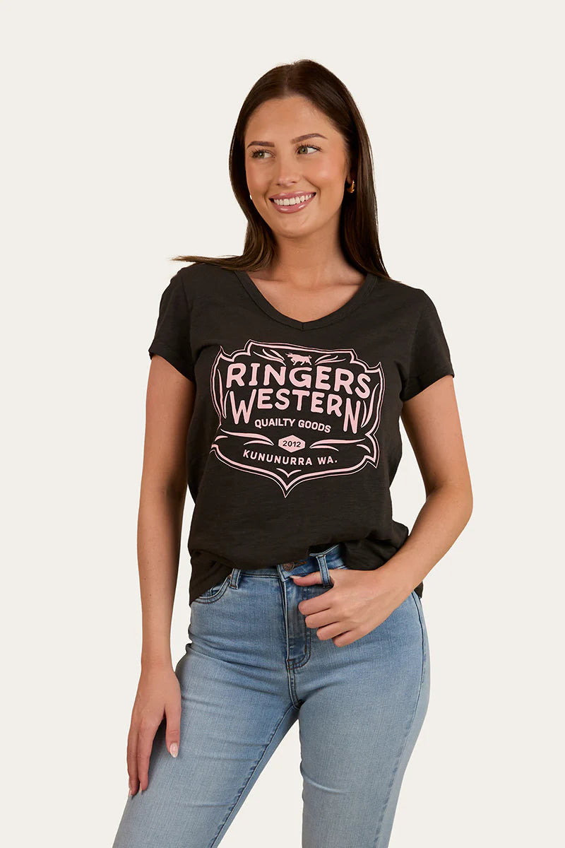 Quality Goods Womens V Neck T-Shirt - Charcoal