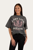 Lady Luck Womens Oversized T-Shirt - Washed Black