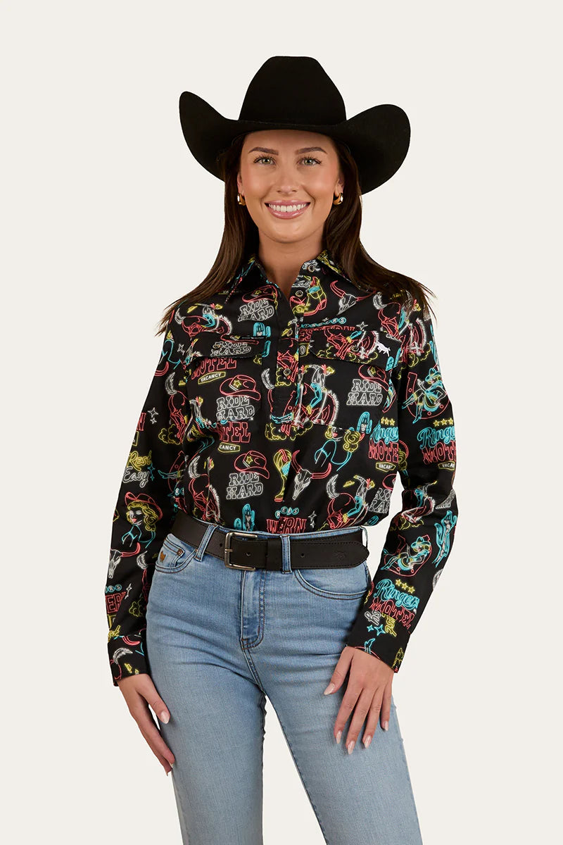 The Dyno Womens Limited Edition Half Button Work Shirt - Black/Multi