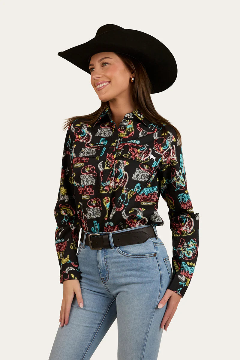 The Dyno Womens Limited Edition Half Button Work Shirt - Black/Multi