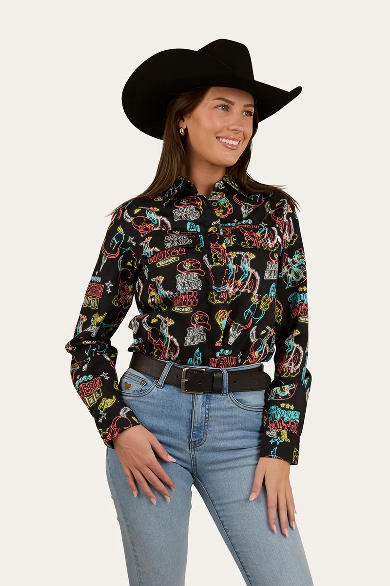 The Dyno Womens Limited Edition Half Button Work Shirt - Black/Multi