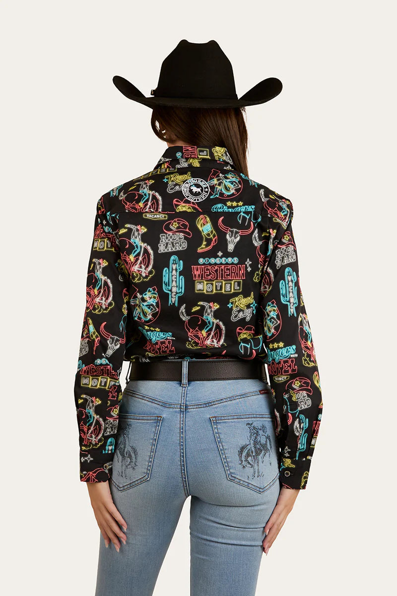 The Dyno Womens Limited Edition Half Button Work Shirt - Black/Multi