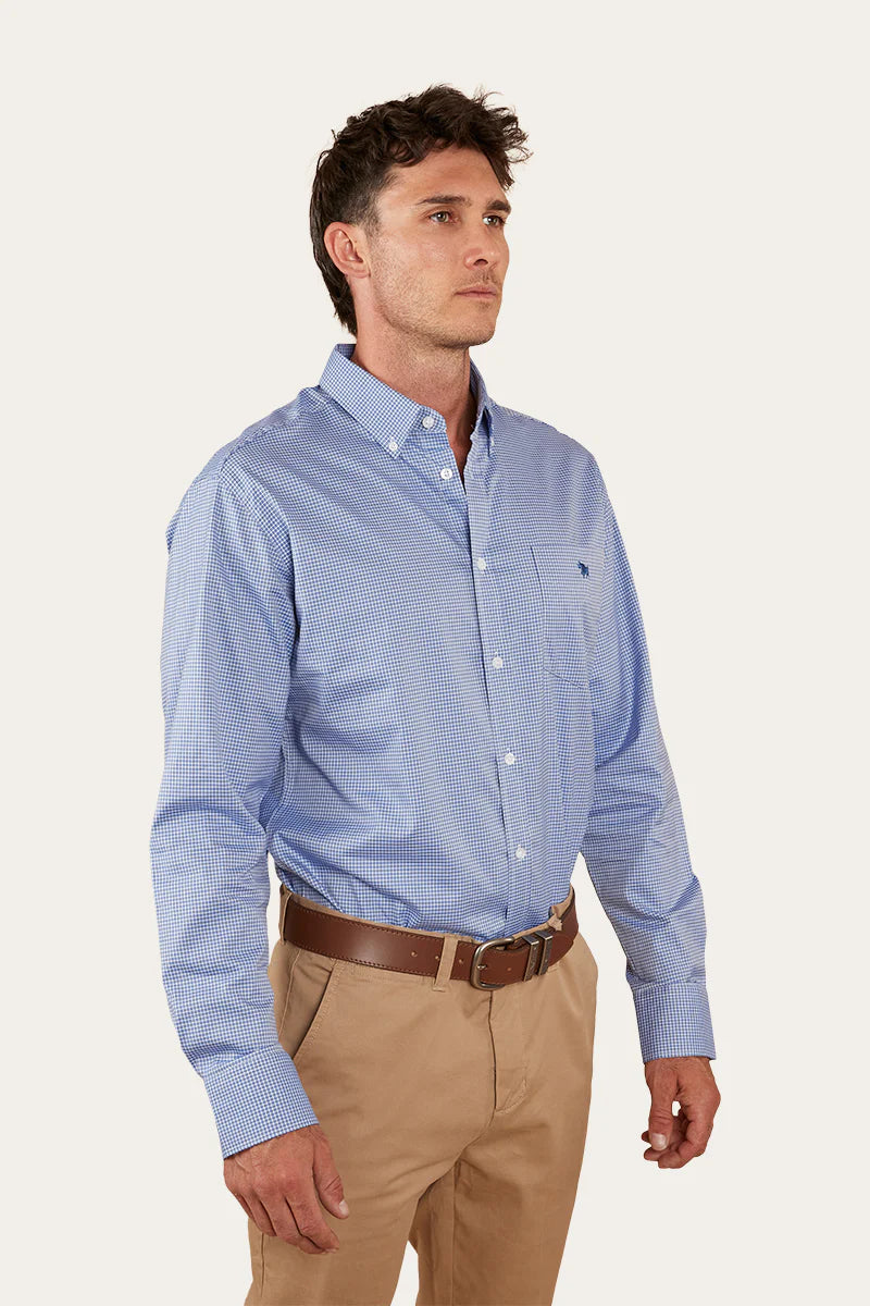 Heritage Mens Check Dress Shirt  - Blue