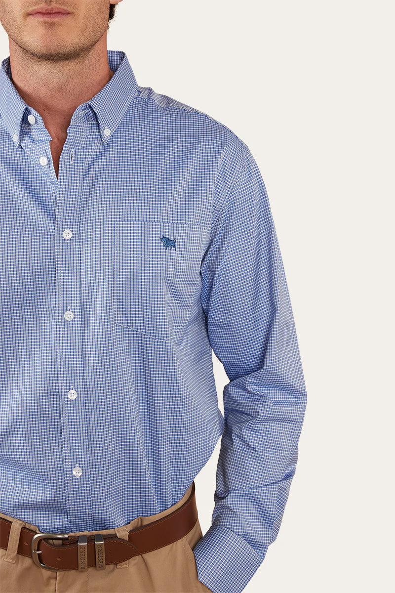 Heritage Mens Check Dress Shirt  - Blue