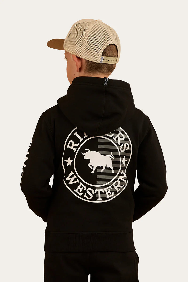 Jackaroo Flag Kids Pullover Hoodie - Black