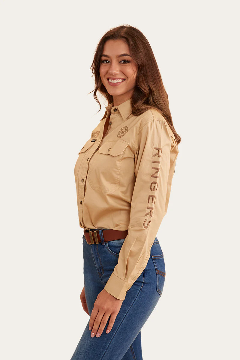 Signature Jillaroo Womens Full Button Work Shirt - Dark Sand / Clay
