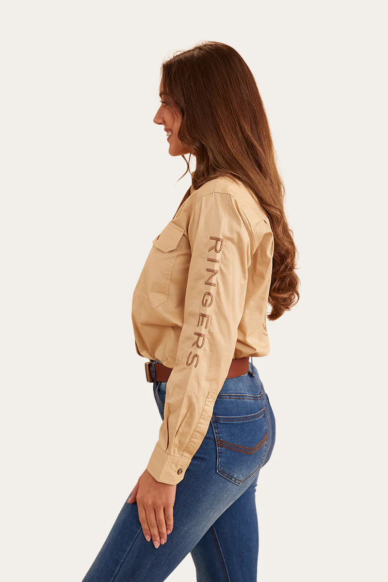 Signature Jillaroo Womens Full Button Work Shirt - Dark Sand / Clay