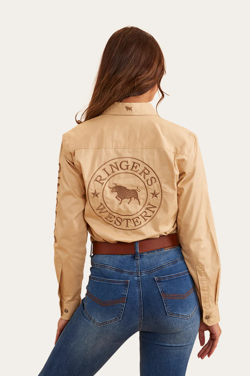 Signature Jillaroo Womens Full Button Work Shirt - Dark Sand / Clay
