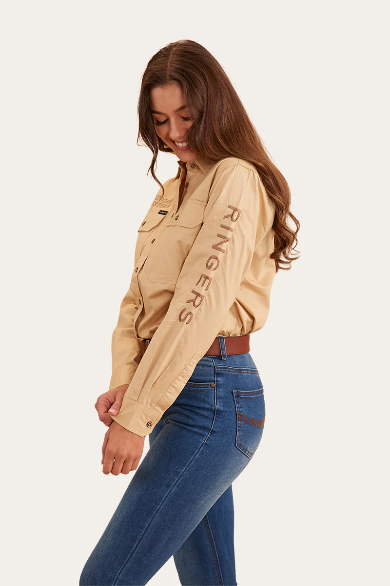 Signature Jillaroo Womens Full Button Work Shirt - Dark Sand / Clay