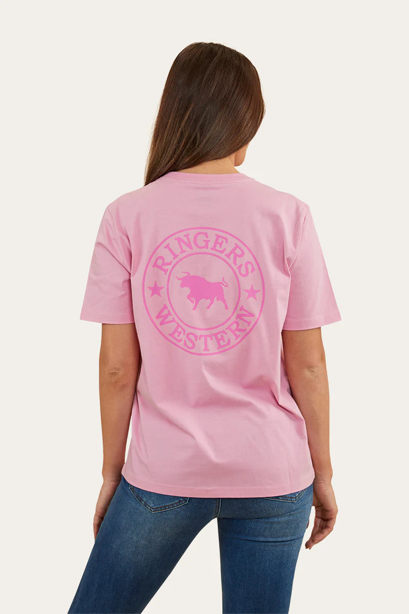 Signature Bull Womens Loose Fit T-Shirt- Pastel Pink/Candy