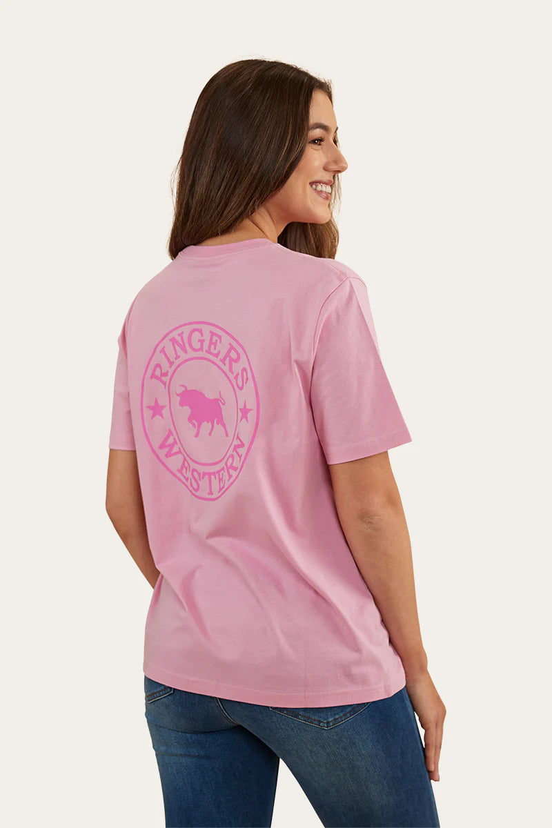 Signature Bull Womens Loose Fit T-Shirt- Pastel Pink/Candy