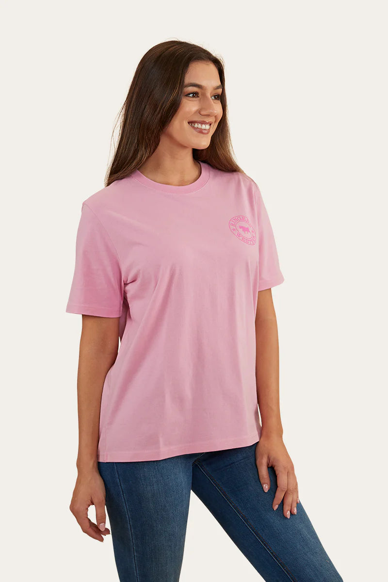 Signature Bull Womens Loose Fit T-Shirt- Pastel Pink/Candy