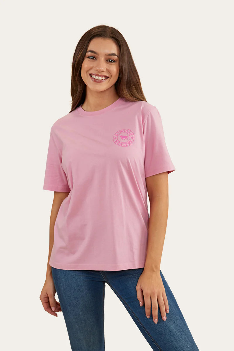 Signature Bull Womens Loose Fit T-Shirt- Pastel Pink/Candy
