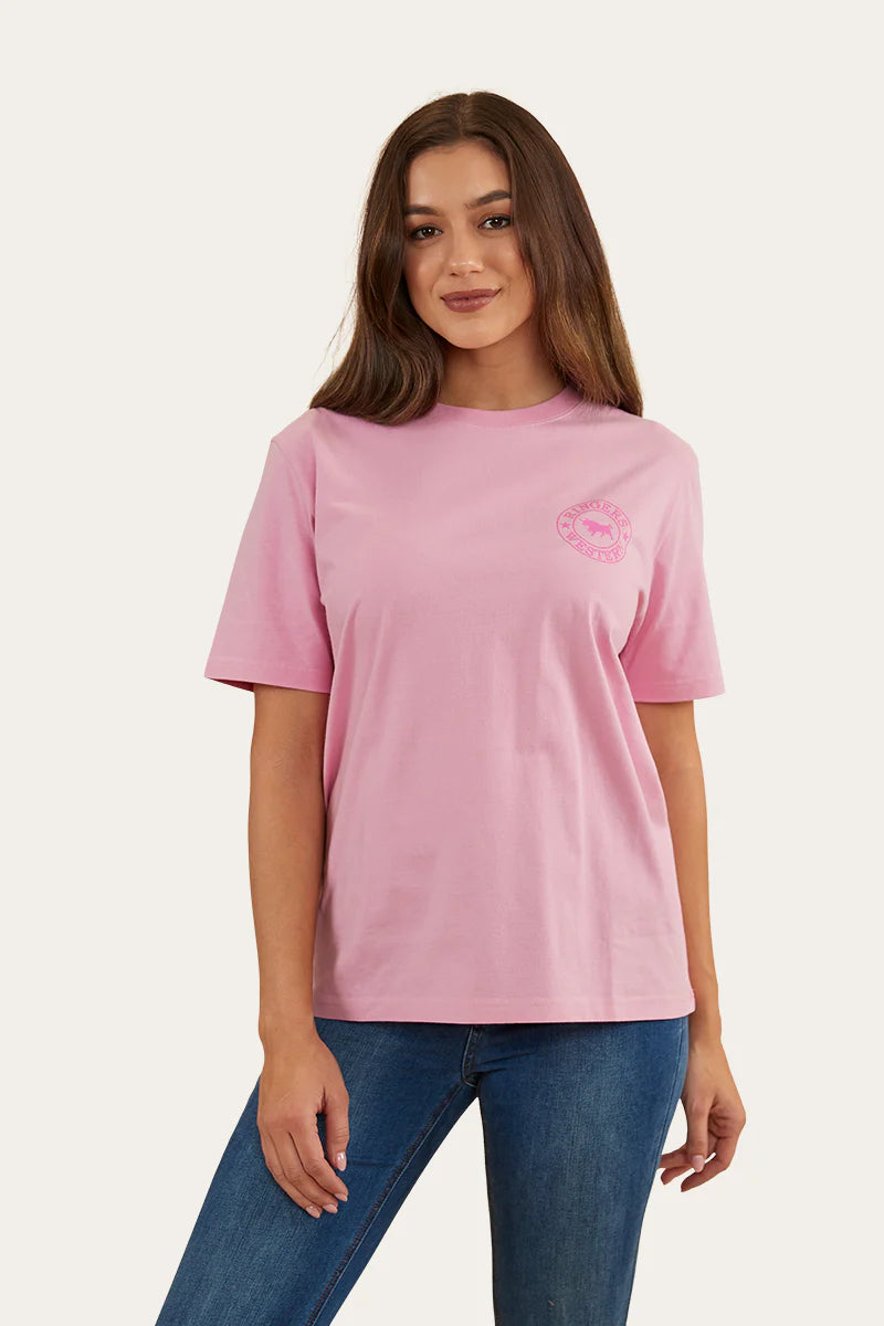 Signature Bull Womens Loose Fit T-Shirt- Pastel Pink/Candy