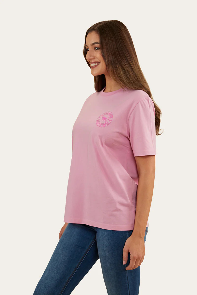 Signature Bull Womens Loose Fit T-Shirt- Pastel Pink/Candy
