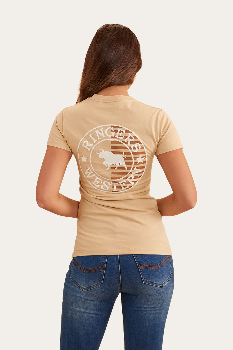 Signature Bull Womens Flag Classic Fit T-Shirt - Dark Sand