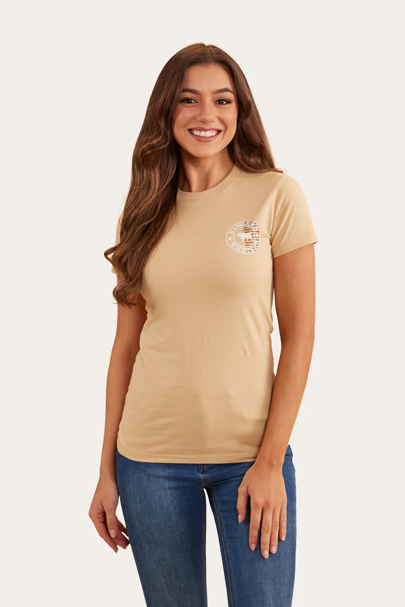 Signature Bull Womens Flag Classic Fit T-Shirt - Dark Sand