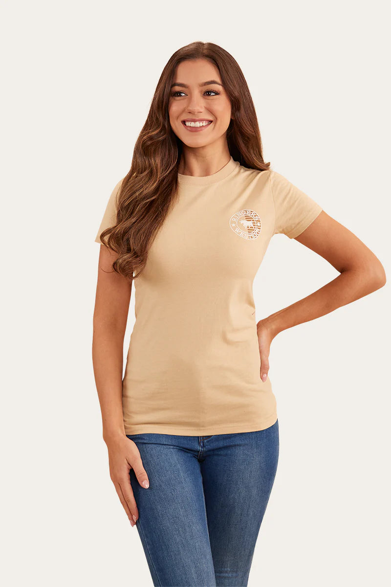 Signature Bull Womens Flag Classic Fit T-Shirt - Dark Sand