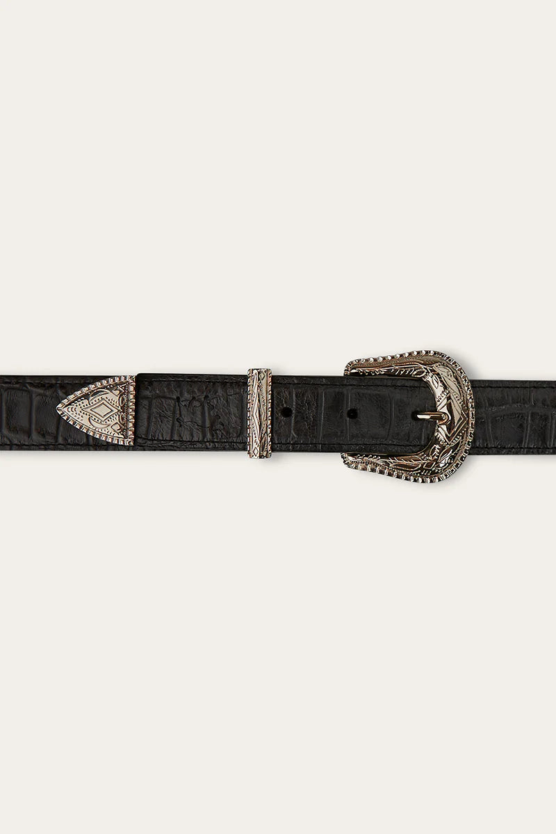 Zoey Double Buckle Belt - Black