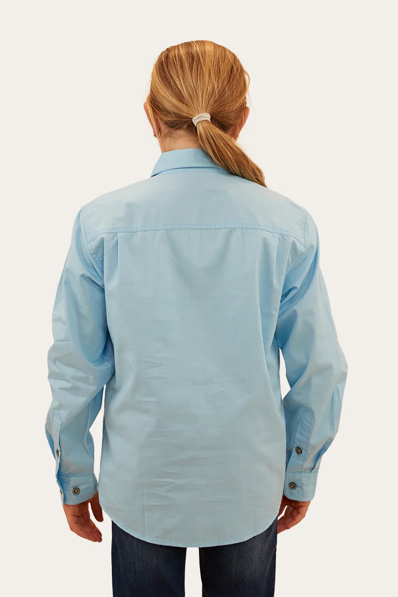 Ord River Kids Half Button Work Shirt - Sky Blue
