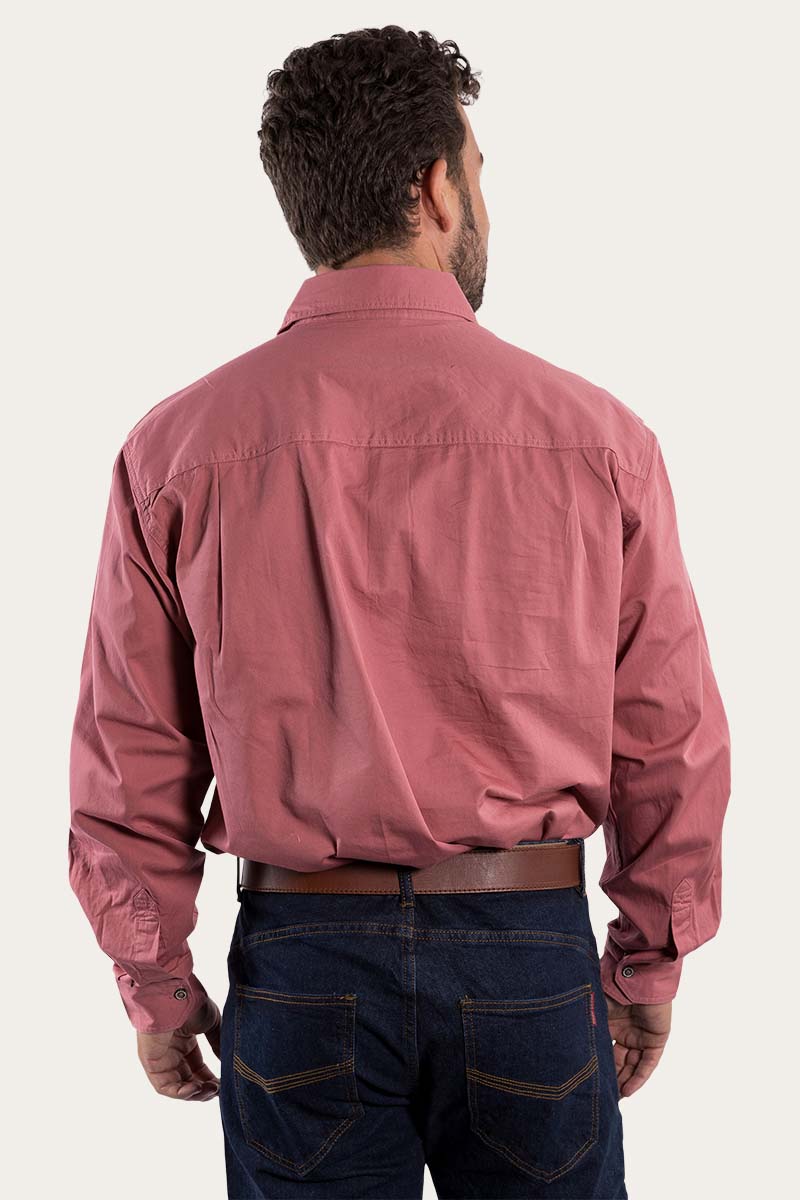 King River Mens Half Button Work Shirt  - Dusty Rose
