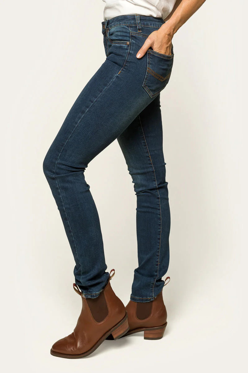 VICTORIA WOMENS MID RISE STRAIGHT LEG JEAN - CLASSIC BLUE - Ringers Western Toowoomba