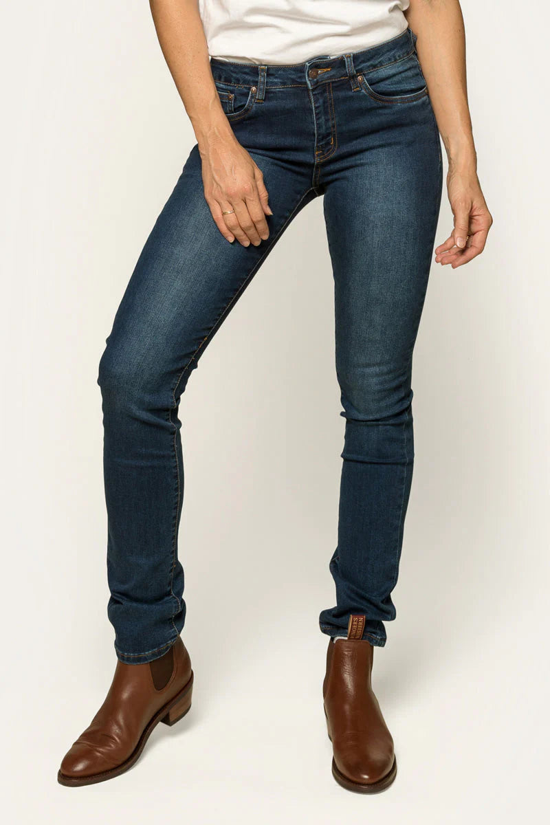 VICTORIA WOMENS MID RISE STRAIGHT LEG JEAN - CLASSIC BLUE - Ringers Western Toowoomba