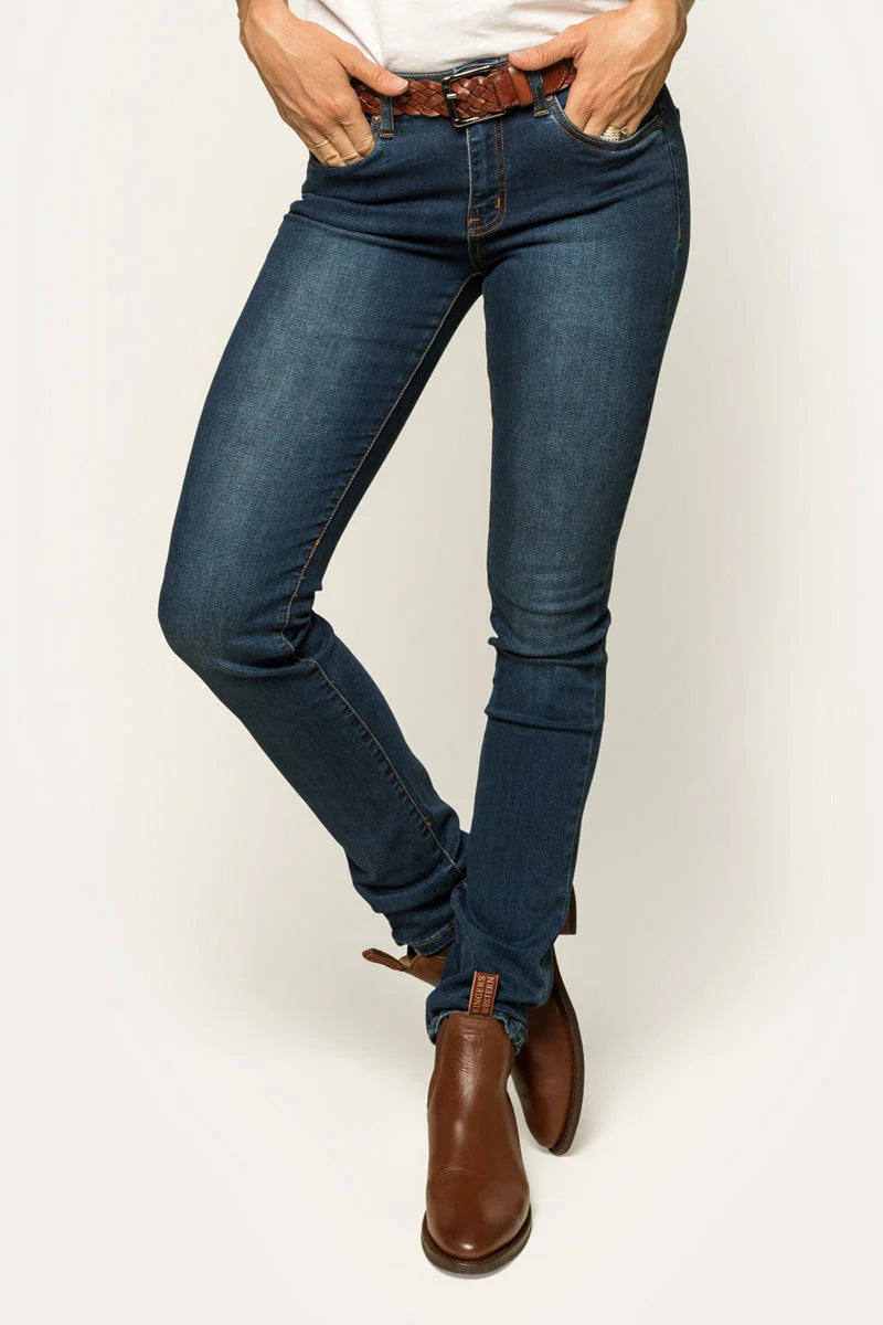 VICTORIA WOMENS MID RISE STRAIGHT LEG JEAN - CLASSIC BLUE - Ringers Western Toowoomba