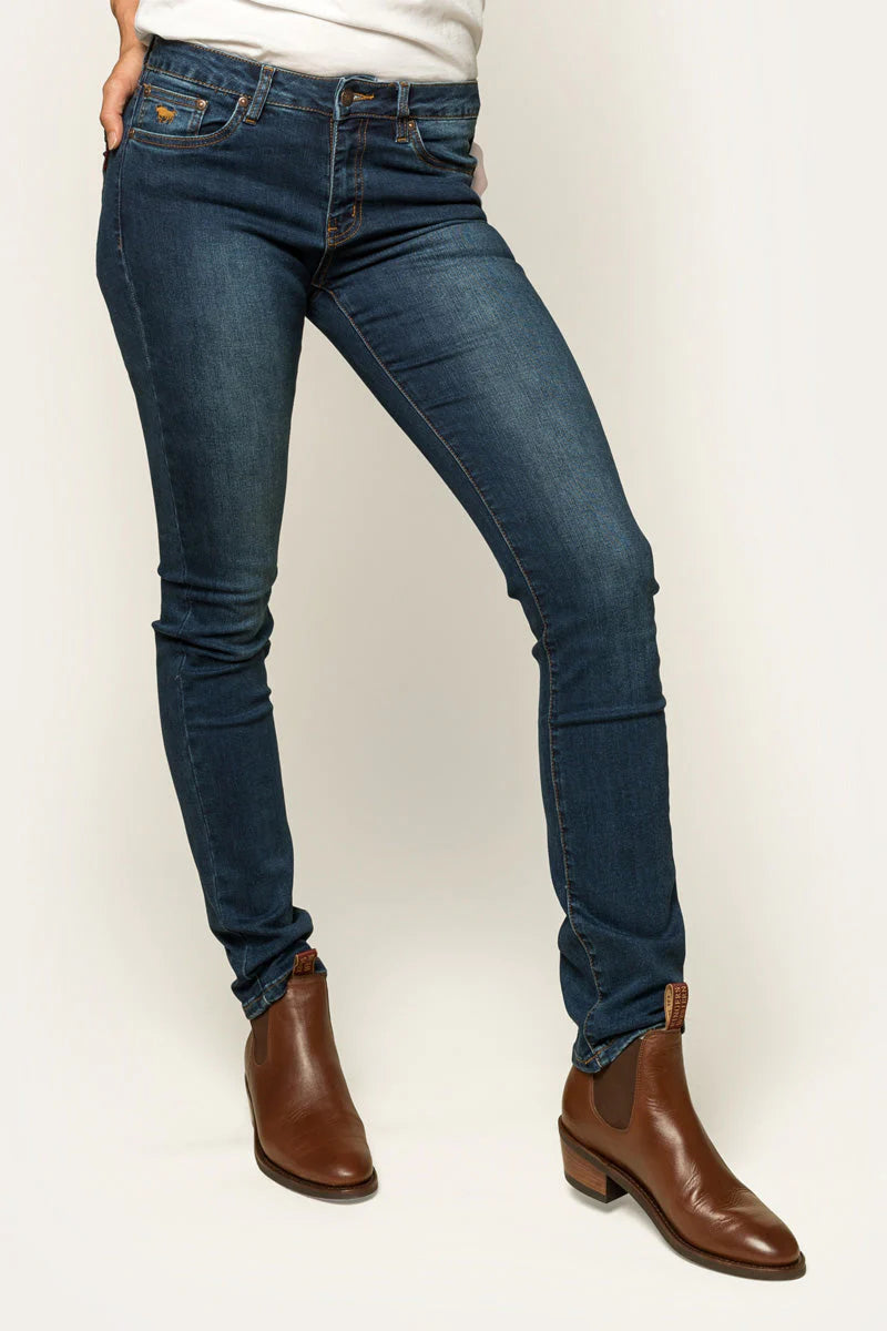 VICTORIA WOMENS MID RISE STRAIGHT LEG JEAN - CLASSIC BLUE - Ringers Western Toowoomba