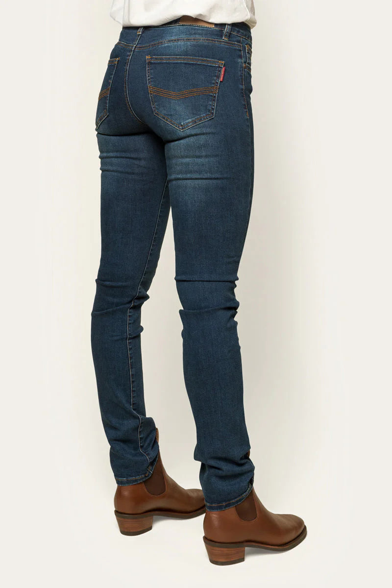 VICTORIA WOMENS MID RISE STRAIGHT LEG JEAN - CLASSIC BLUE - Ringers Western Toowoomba