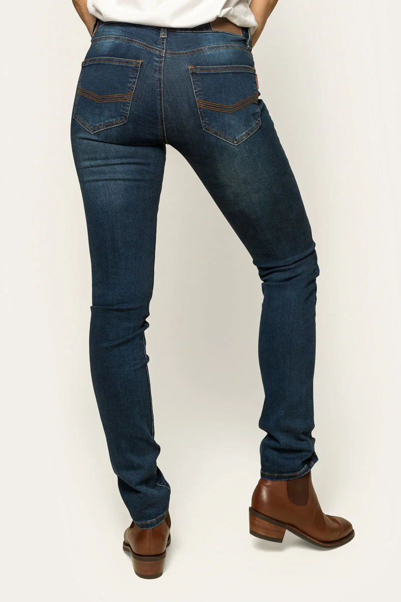 VICTORIA WOMENS MID RISE STRAIGHT LEG JEAN - CLASSIC BLUE - Ringers Western Toowoomba