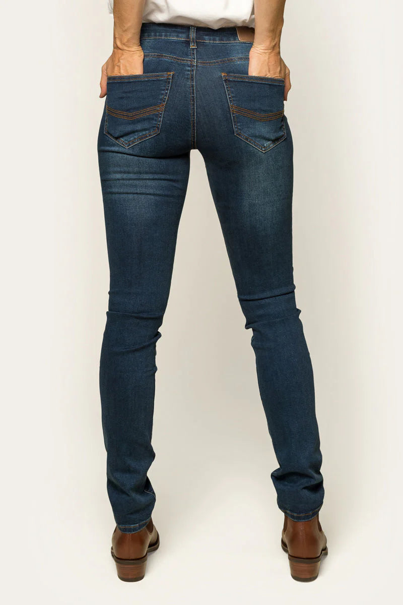 VICTORIA WOMENS MID RISE STRAIGHT LEG JEAN - CLASSIC BLUE - Ringers Western Toowoomba
