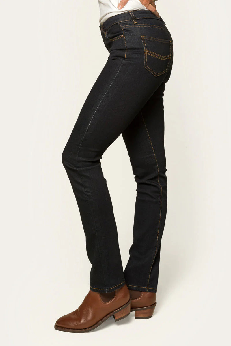 VICTORIA WOMENS MID RISE STRAIGHT LEG JEAN - DARK BLUE - Ringers Western Toowoomba