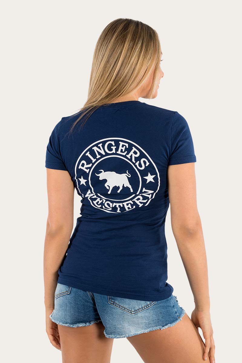 Signature Bull Womens Classic Fit T-Shirt - Navy/White