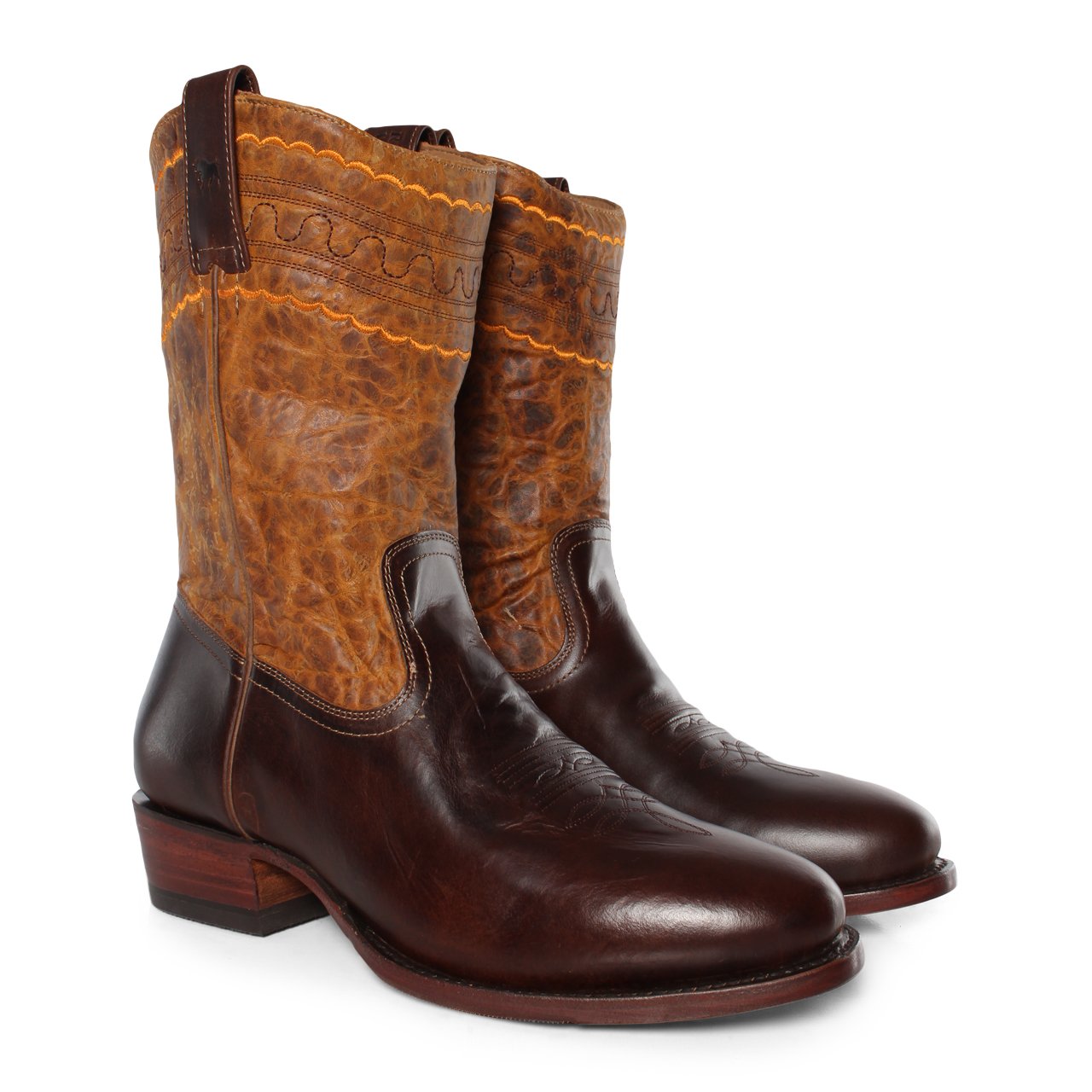 DAVIDSON MENS CUBAN HEEL BOOT - BURNT BROWN - Ringers Western Toowoomba