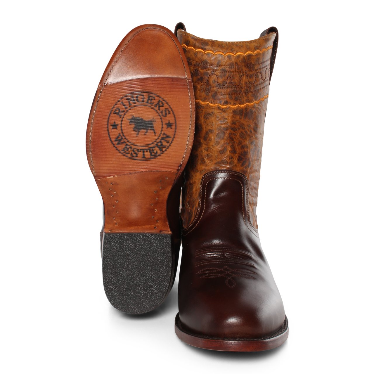 DAVIDSON MENS CUBAN HEEL BOOT - BURNT BROWN - Ringers Western Toowoomba