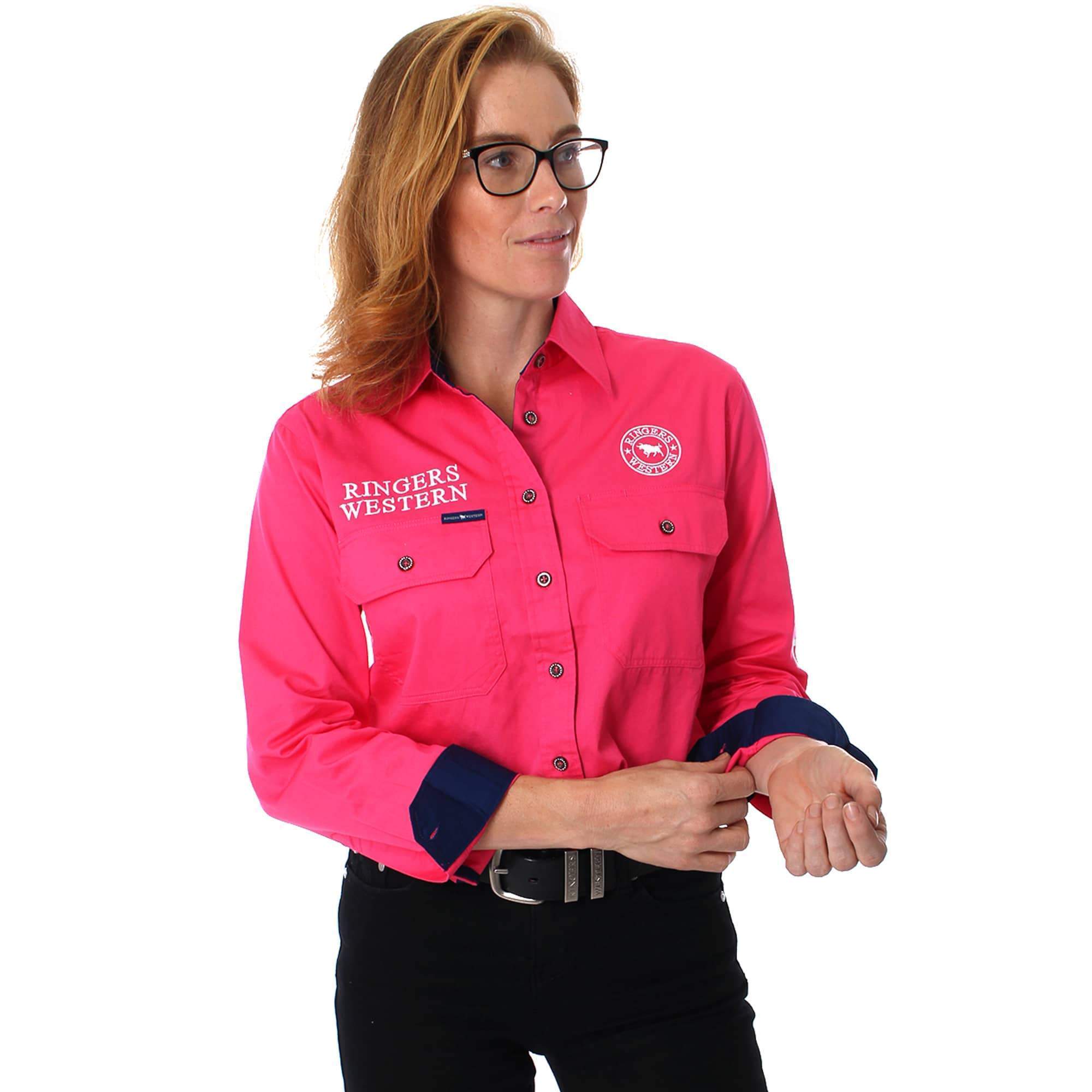 Signature Jillaroo Womens Full Button Work Shirt - Melon