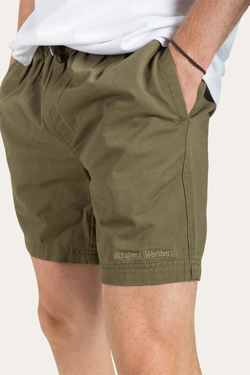 Elmwood Mens Elastic Waist Short - Olive