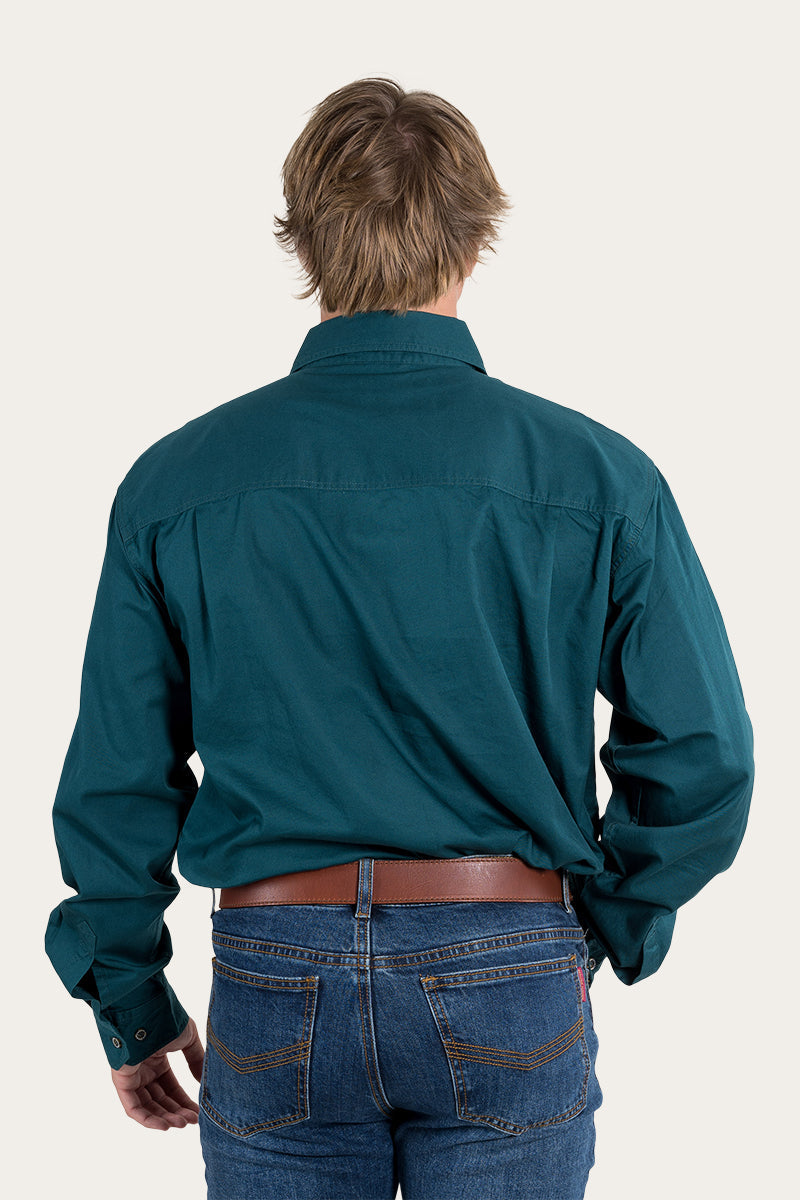 King River Mens Full Button Work Shirt - Groundsheet Green